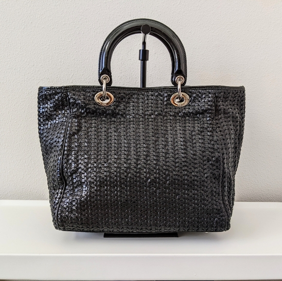 Christian Dior Black Woven Leather Medium Soft Lady Dior Tote Bag - Picture 3 of 16